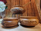 Hand Carved Acacia Wood Serving Bowls Philippines Set Of Three One Lid One Spoon