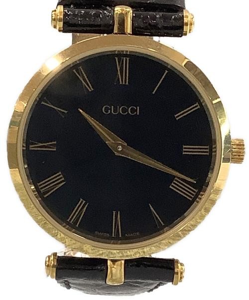 Gucci Quartz Ladies Watch Black Leather 2.5cm Used with Guarantee