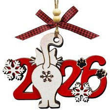 Cat Christmas Ornaments 2026, Funny Ornament for Christmas Tree, Wooden Cute Uni