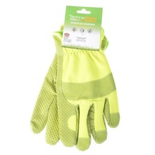 10x Rękawice ogrodowe Technosafe Sztuczna skóra Stretch zielony/jasnożółty Rozmiar 11