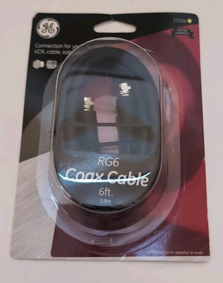 #ad GE RG6 Coax Cable 27534 6#x27; Low Loss Double Shielded Coaxial Cable quot;Fquot; Type Plugs $10.00