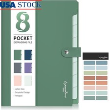 Expanding File Folder 8 Pockets Plastic Organizer A4 Document Storage Portable