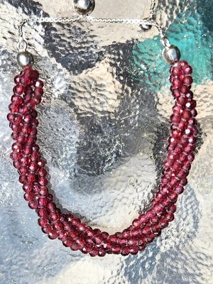 Orissa Rhodolite Garnet 925 Sterling 5-Strand Bolo Adjustable Bracelet 9.5 Inch