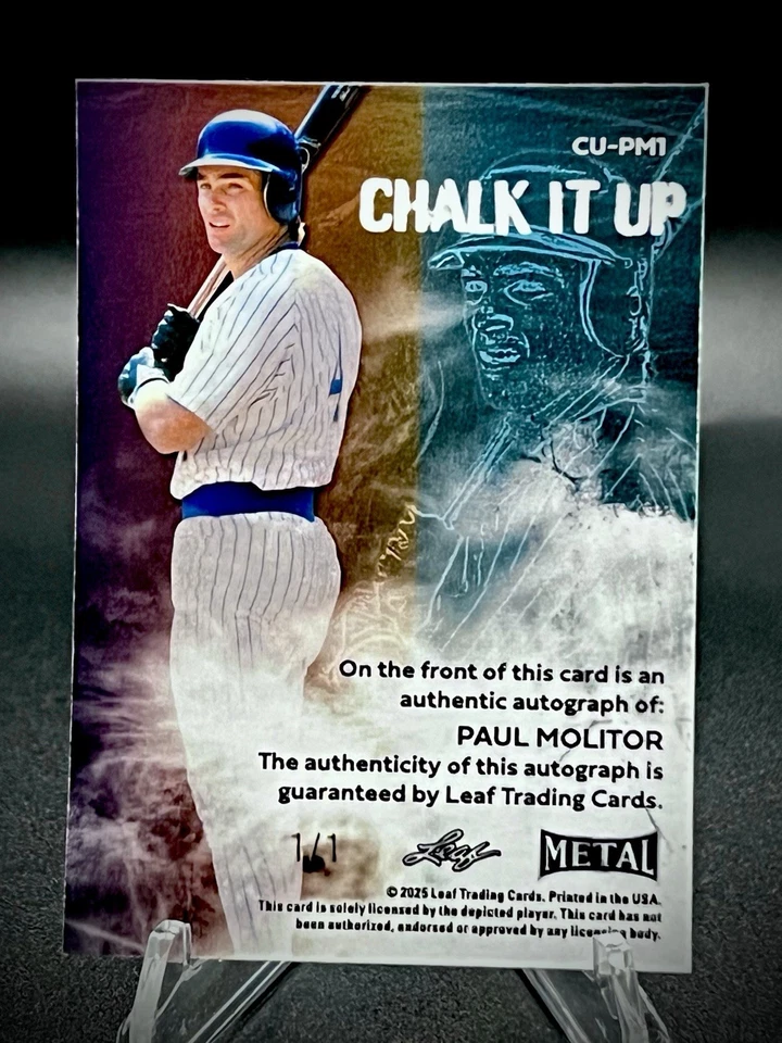 2025 Leaf Metal Paul Molitor AUTOGRAPH 1/1 CHALK IT UP BREWERS HOF 🟢 - Image 2 of 2