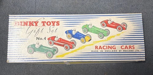 Vintage Dinky Gift Set No. 4; Racing Car set; boxed; early 1950's die-cast toys