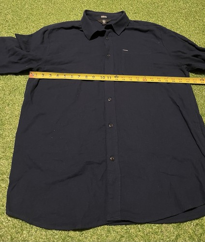 Volcom Flannel Shirt XL Blue Solid Classic Fit 100% Cotton Navy - Picture 4 of 7
