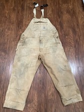 Carhartt Double Knee Bib Coveralls RN14806 Hunting 42 Regular Brown Mens