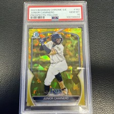 2023 BOWMAN CHROME SAPPHIRE ED PROSPECTS YELLOW JUNIOR CAMINERO 41/50 PSA 10