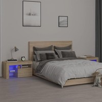 Nachttische 2 Stk. Mit Led-Leuchten Sonoma-Eiche 70X36,5X40 Cm