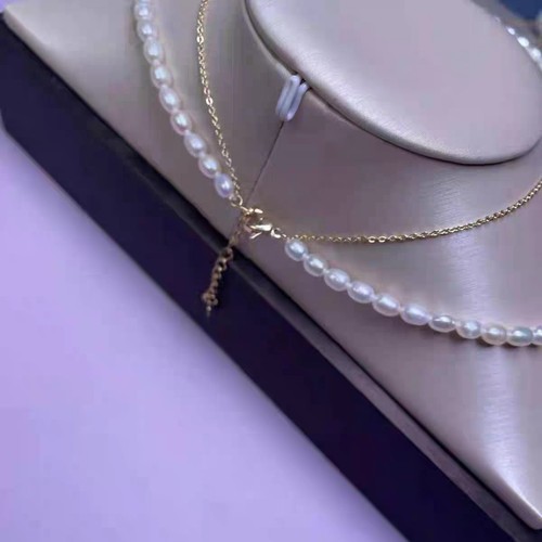 Natürliche doppelte Barockperlenkette, Perlenkette + kette mit einem Barock - Bild 6 von 7