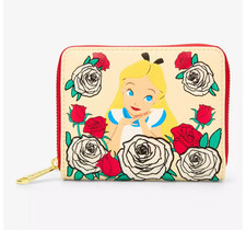 Cartera Loungefly Disney Alicia en el País de las Maravillas Cambio de Color Rosas Cremallera Alrededor Nueva
