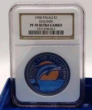 1998 Palau Marine Life Protection Dolphin $1 NGC PF70 Ultra Cameo