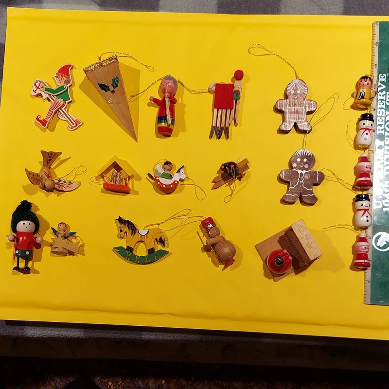 Lot of 20 vintage Wooden Christmas Hanging Ornaments