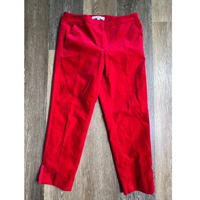 Talbots RSVP Velvet Trousers Womens 6P Red Straight Leg Holiday Dress Pants