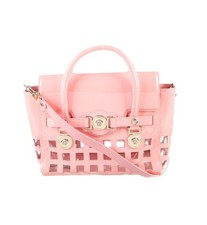 Versace Patent leather Medusa Top Handle Bag Pink Cutout Satchel