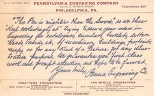 Philadelphia Pennsylvania Engraving Postal~Half-Tone-Facsimile~Wood~HA Gatchel