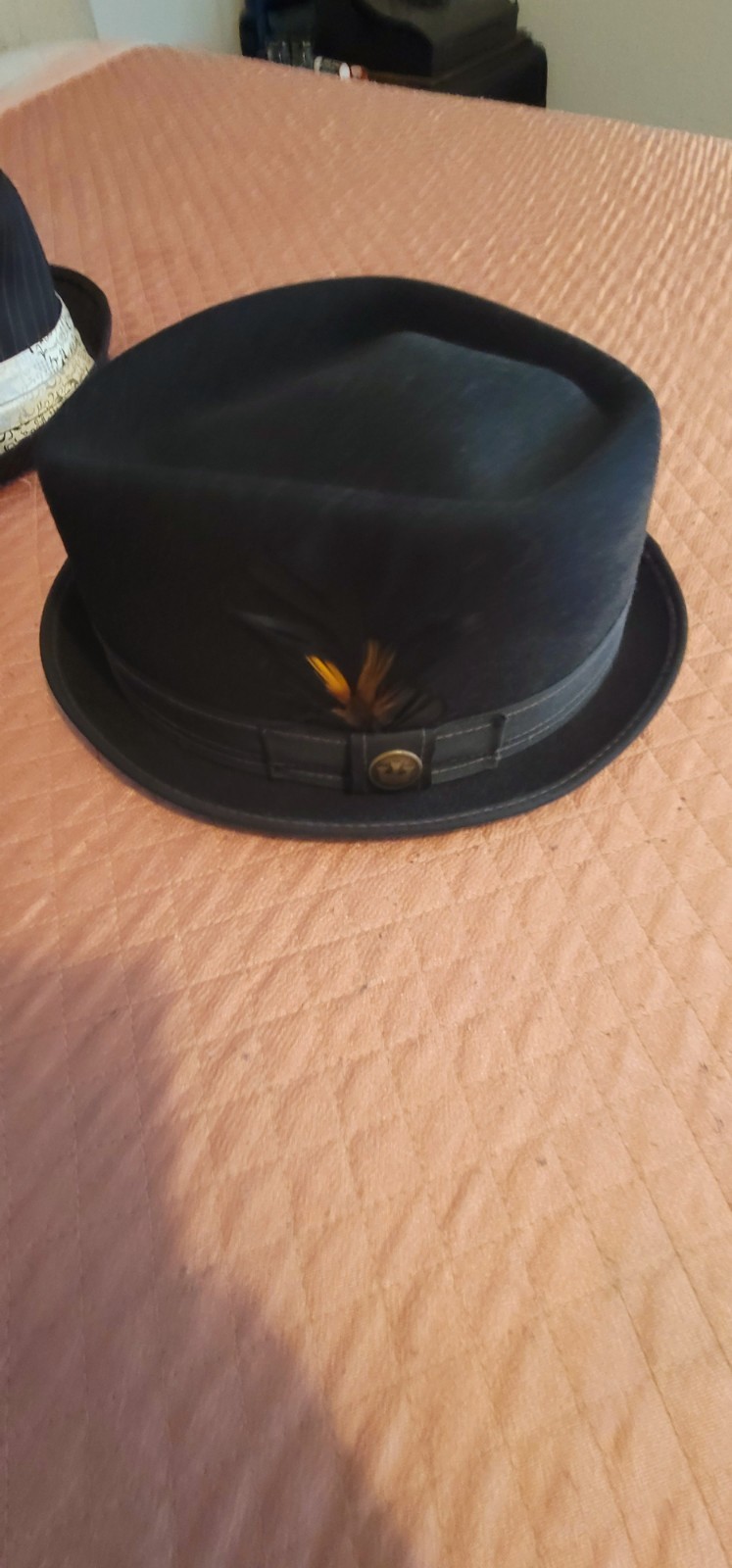 Goorin Bros Men's Fedora & Newsboy Hats Black Gray Solid Pinstripe Large image 6