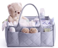 GRAY DIAPER CADDY BY CEI-CEI, ORGANIZER WITH HANDLE, PORTABLE NURSERY STORAGE