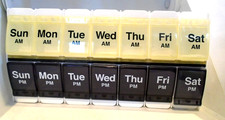 Weekly Pill Planner Organizer XL Easy Use AM/PM With Push Button 7 Day Box Case
