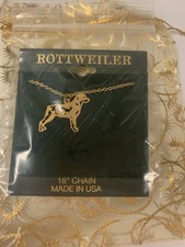 NEW Rottweiler Dog 18  Gold Tone Necklace Pendant - Perfect Gift Bag Included