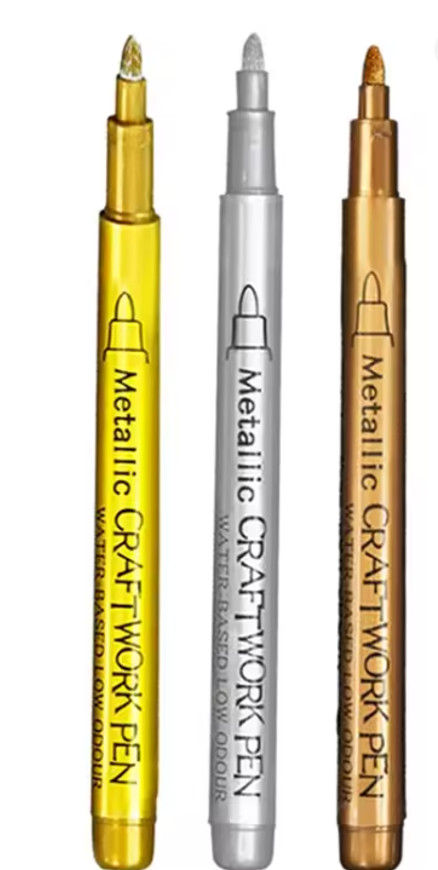1-3x Metallic Brush Paint Pen thick marker art Craft Metal Gold Silver Permanent