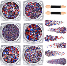 Body Glitter Gel, 6 Shape Red White and Blue Face Glitter, 4Th of July Accessori