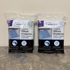 2 Mainstays Cooling Pillow Protectors KING Zippered 20x36  Blue NEW