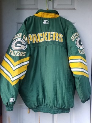 VTG 90s Green Bay Packers NFL Football Green Starter Quilted Coat