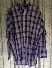 Towncraft Shirt Mens XL Buttonfront 17-1/2 Blue Plaid 80s Vintage Deadstock New