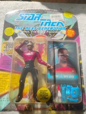 1993 PLAYMATES STAR TREK NEXT GENERATION GEORGI LAFORGE ACTION FIGURE & CARD