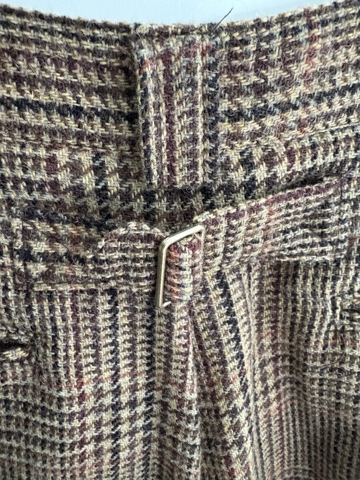 复古 GAP Houndstooth 粗花呢格子羊毛马海毛长裤 10 & 背心 L 漂亮 — 第 2/4 张图片