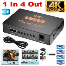 HDMI BOX 1*4 HDMI Splitter 1 In 4 Out 4K 3D 4 Way HDMI Signal Distributor UK