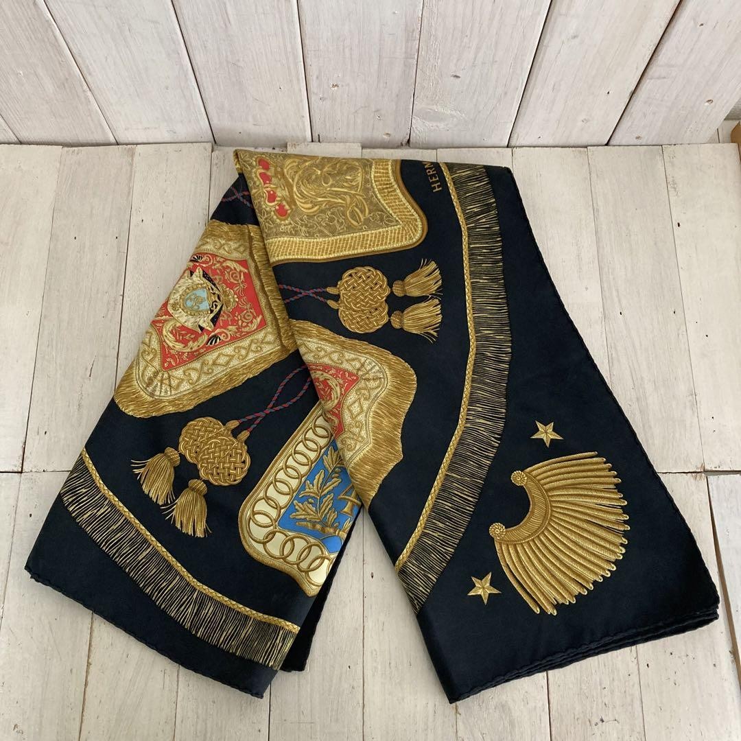 Hermes Silk Scarf Carre with Elegant Crown Motif Design