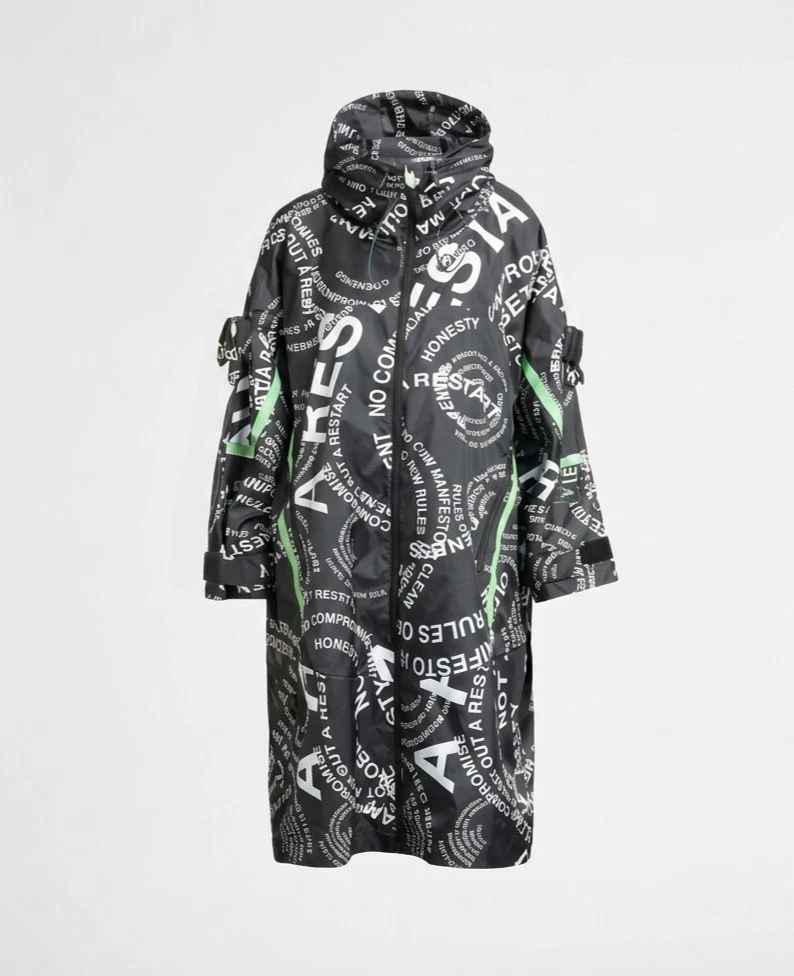 Stella McCartney — adidas by Stella McCartney ASMC SW PARKA P Print Jacket Black Neon Green HT1099