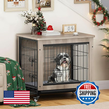 Yitahome Dog Crate Furniture Cushion Dog Kennel Indoor Wheels Dogs Crate End