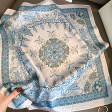 100 Mulberry Silk Bandana 53X53cm Neckerchief Scarf Shawl cluster Print Wrap
