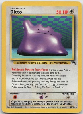 Ditto (18) Rare Unlimited Fossil 18/62 MP