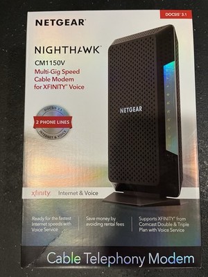 NETGEAR Nighthawk CM1150V DOCSIS 3.1 Modem Xfinity Voice 2 Phone 4 LAN