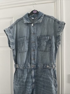 H&M Women's Denim Short Sleeve Blue Jumpsuit Size M Worn Once Excellent Cond