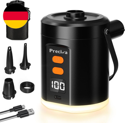 Preciva Elektrische Luftpumpe Mit Akku, 5000Mah USB-C Wiederaufladbar, 280L/Min