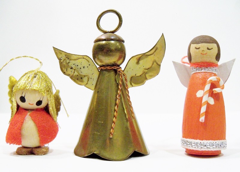 Angel Girl Candy Cane Brass Metal Wood Mixed Material Japan Vintage Ornament Lot