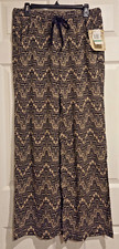 DEMOCRACY Women's Black  Tan Wide Leg Palazzo Pants Elastic Waist Size L NWT