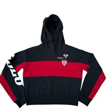 Polo Ralph Lauren Rare Women Crop Multicolor Red/Black Pattern Hoodie Size M