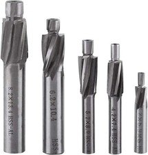 5pcs Counterbore Set High-Speed Steel M3-M8 4 Flutes 3mm; 4mm; 5mm; 6mm; 8mm