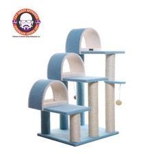 38" High Ivory Real Wood Cat Step Stairs Ramp, Cat Sratcher For Pets Cats