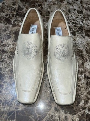 Bravo Chelsea Men s Shoes 8.5D Cream White Square Toe Slip On Dress Shoes Crane