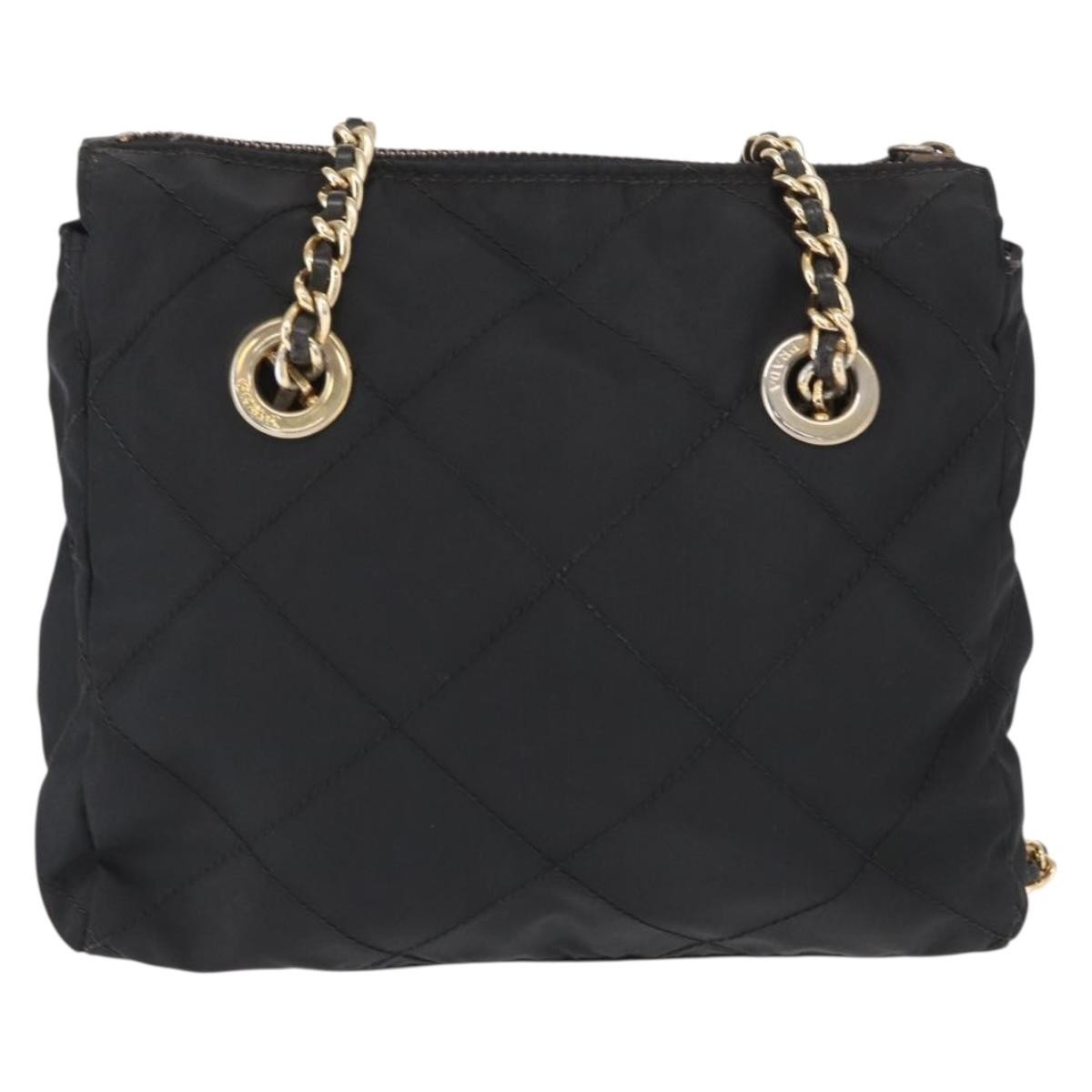Prada Re-Edition 1995 Chain Tote Quilted Re-Nylon Black Shoulder
