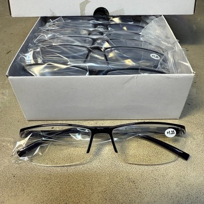 B and Q 20x Blaulichtfilter Lesebrille Halbfassung Rechteck Feder-Scharniere