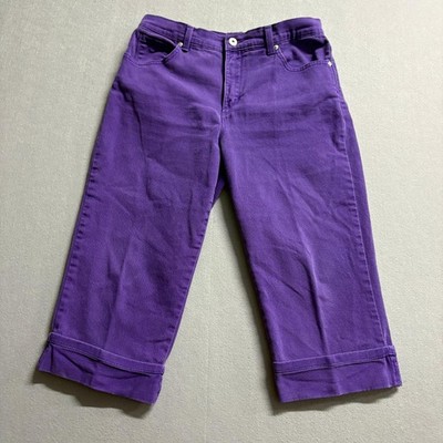 Gloria Vanderbilt Amanda Crop Jeans Womens 6 Purple Cuffed Denim Capri Pants