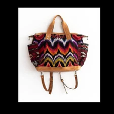 Guatemalan Handwoven Huipil Leather Handbag – Crossbody Transitional bag